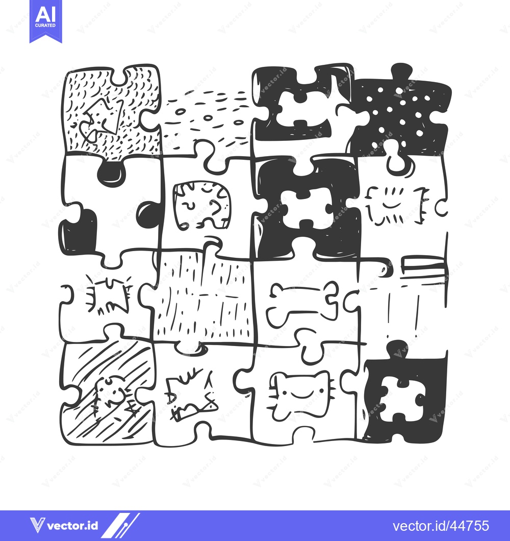 Premium Vector dari Hand-drawn doodle of a puzzle with various patterns and designs