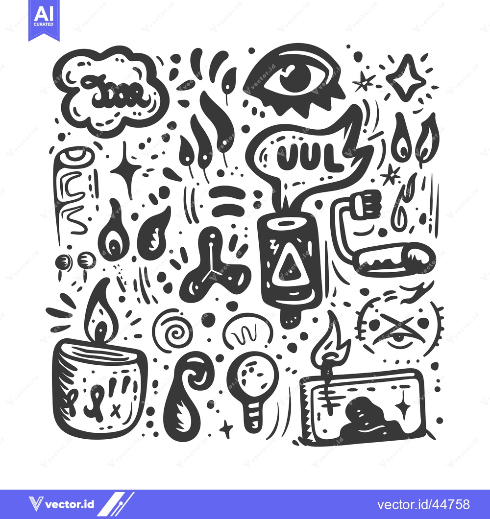 Premium Vector of Hand-drawn doodle illustrations of various abstract shapes and objects