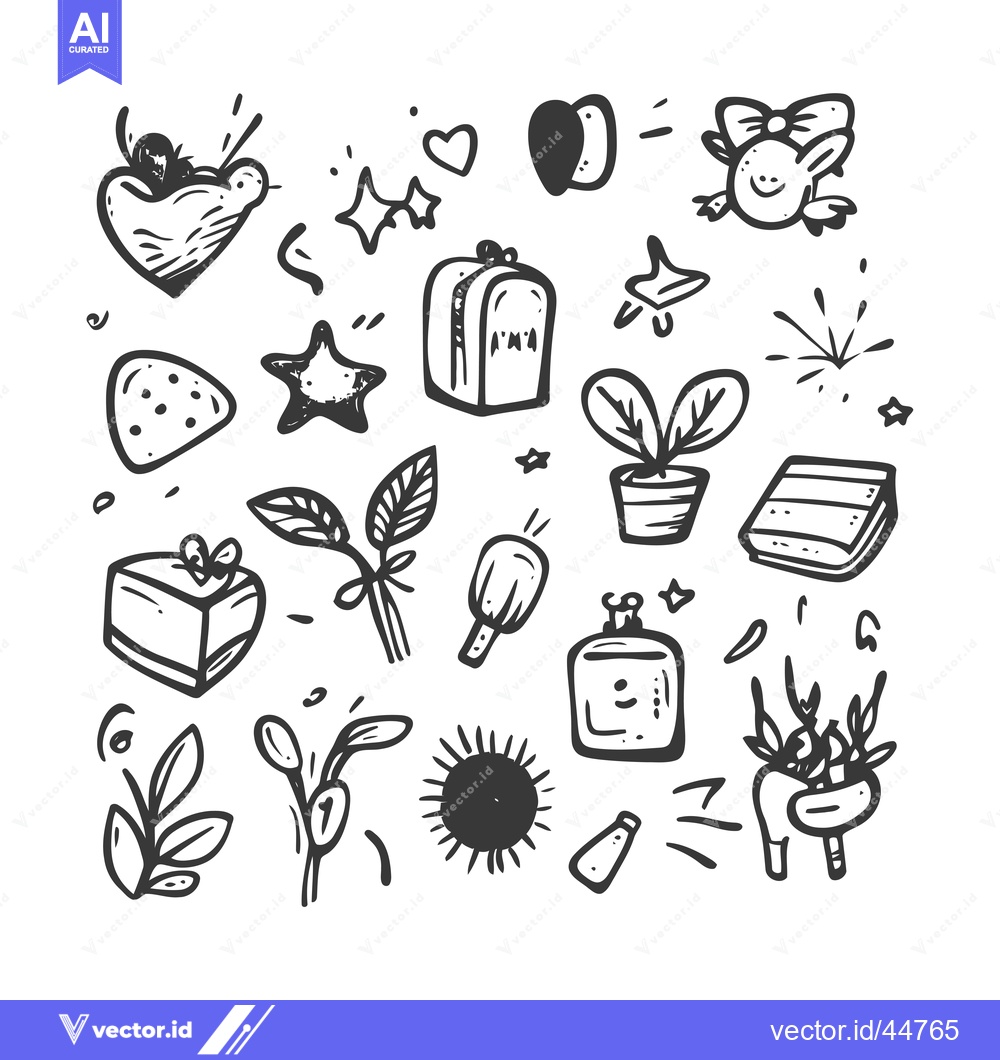 Premium Vector dari Hand-drawn Doodle Set of Cute and Fun Objects