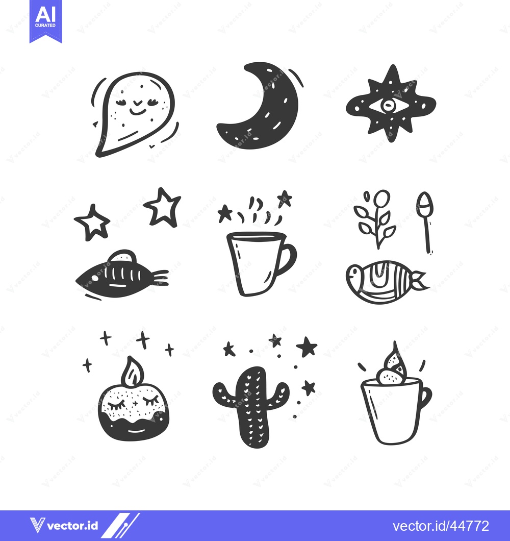 Premium Vector of Hand-Drawn Doodle Set of Whimsical Objects and Creatures