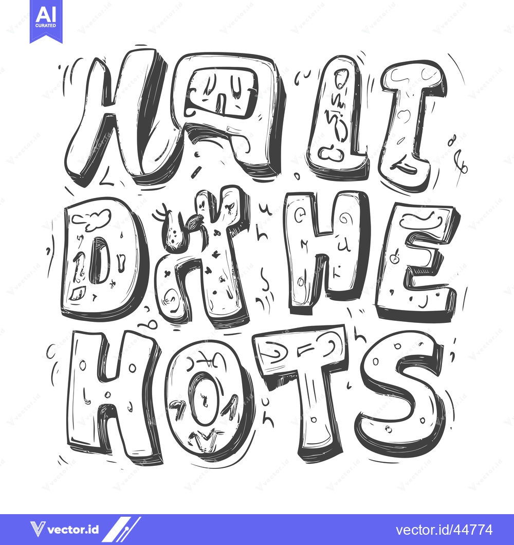 Premium Vector dari Hand-drawn doodle text saying "eat the hots"