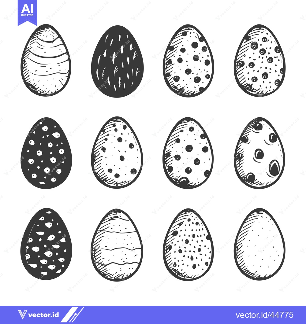 Premium Vector dari Hand-Drawn Easter Eggs with Various Patterns