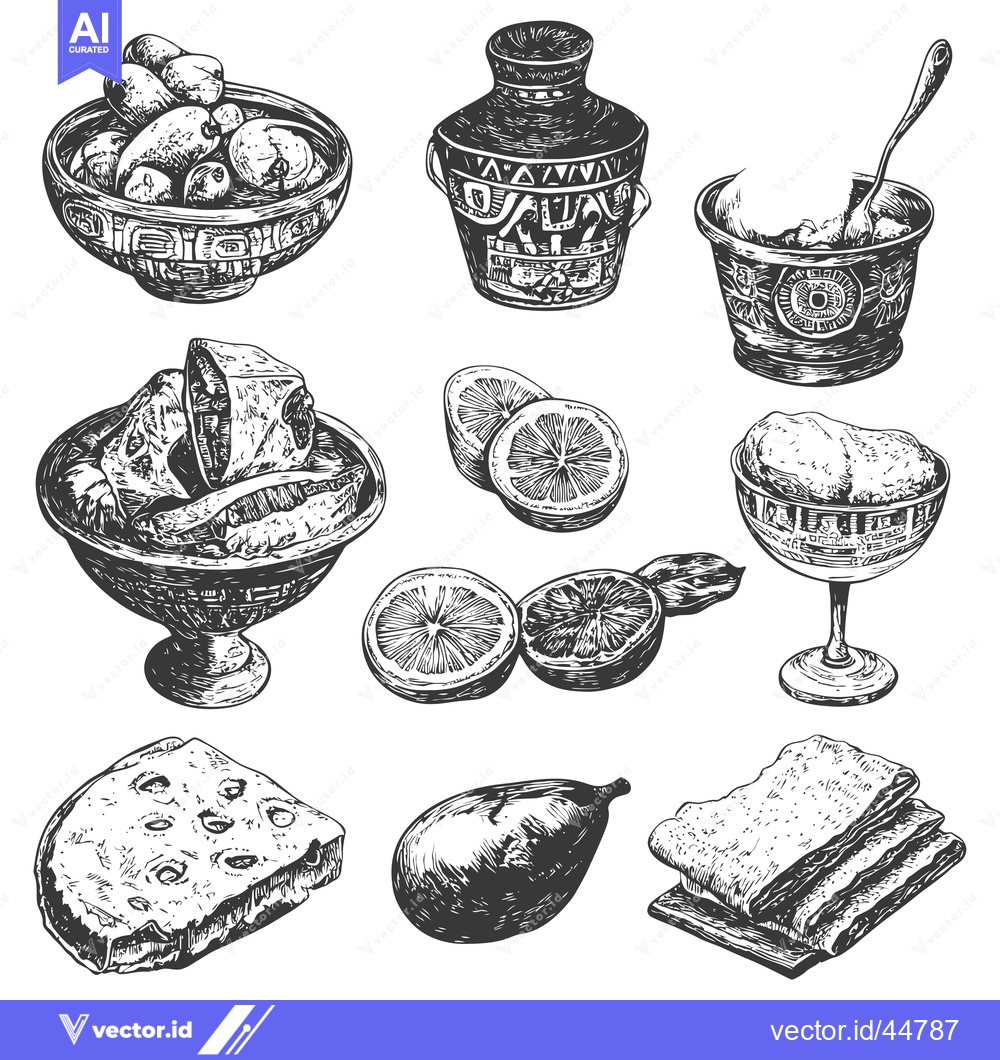 Premium Vector dari Hand-drawn Engraved Illustration of Various Foods and Dishes