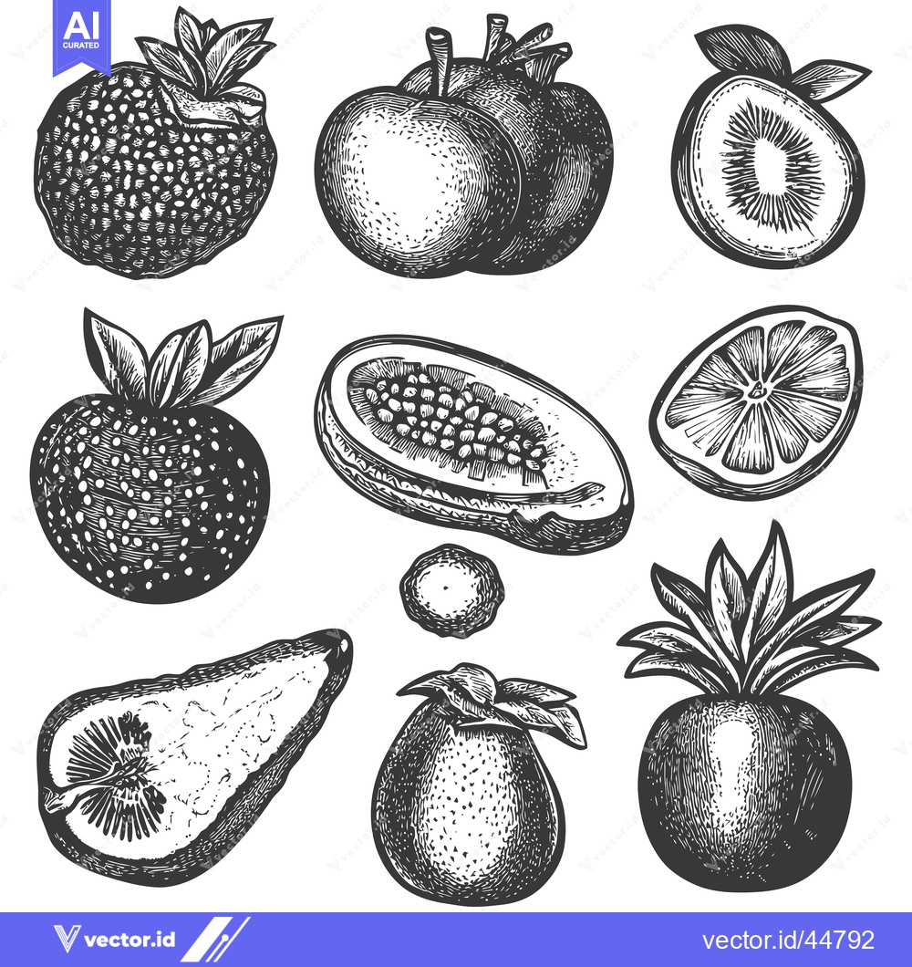 Premium Vector dari Hand-Drawn Engraving Illustration of Various Fruits
