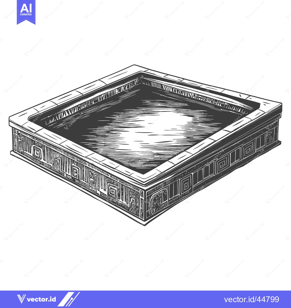 Premium Vector dari Hand-drawn Engraving of an Ornate Square Pool