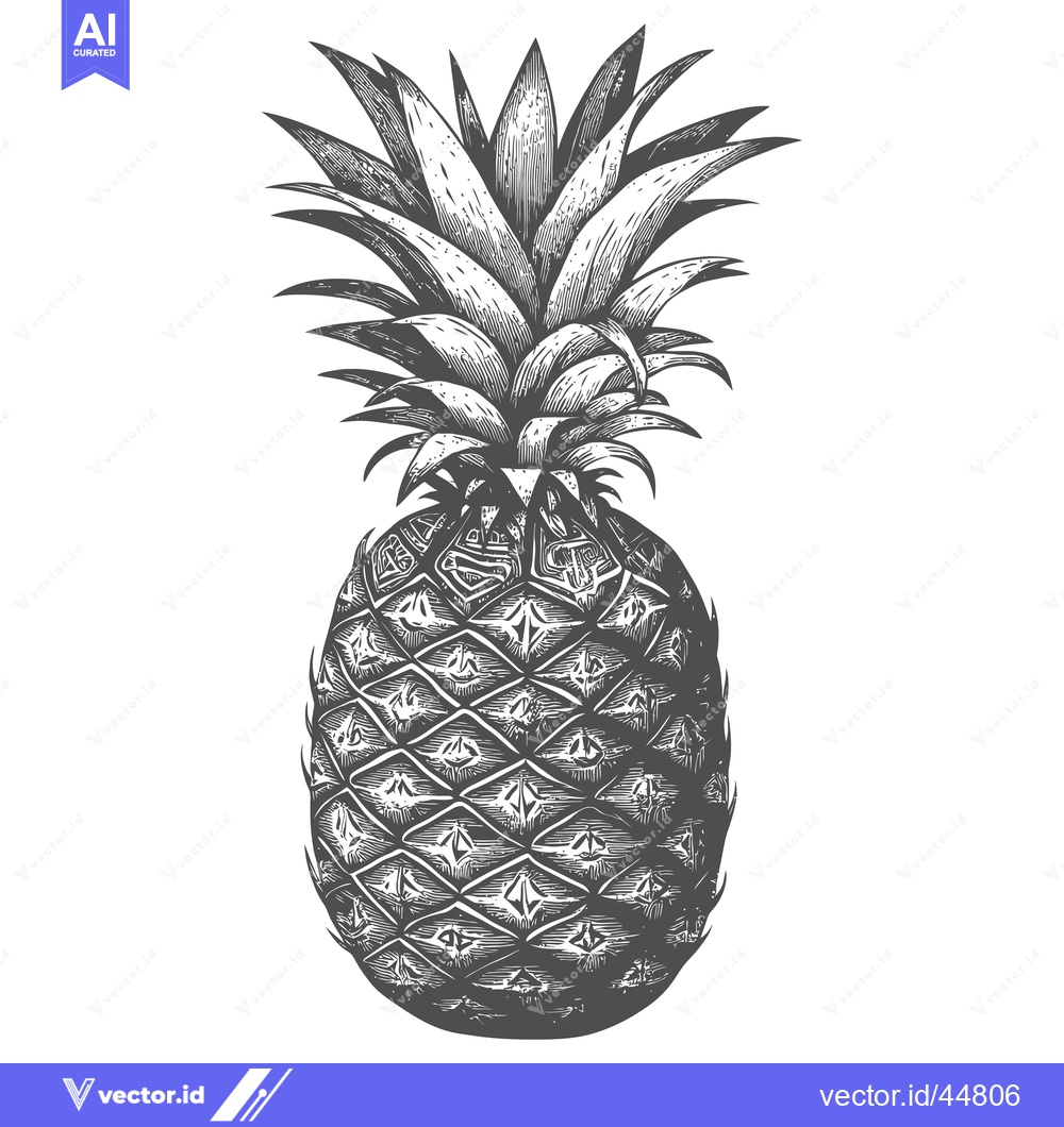 Premium Vector dari Hand-drawn Engraving of a Whole Pineapple