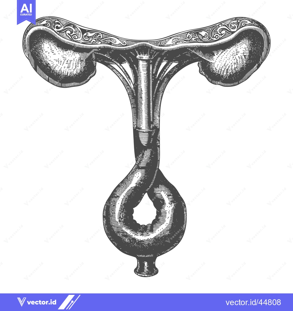 Premium Vector dari Hand-Drawn Engraving of the Female Reproductive System