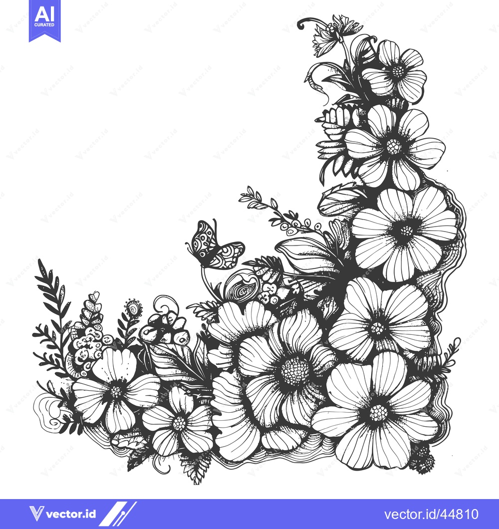Premium Vector dari Hand-drawn Floral Arrangement with Butterfly