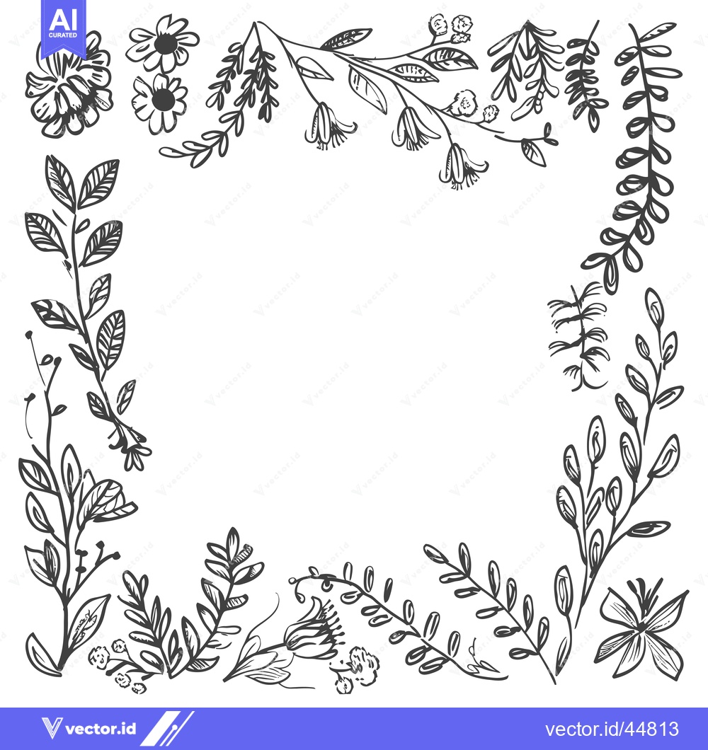Premium Vector dari Hand-Drawn Floral Border with Delicate Flowers and Leaves