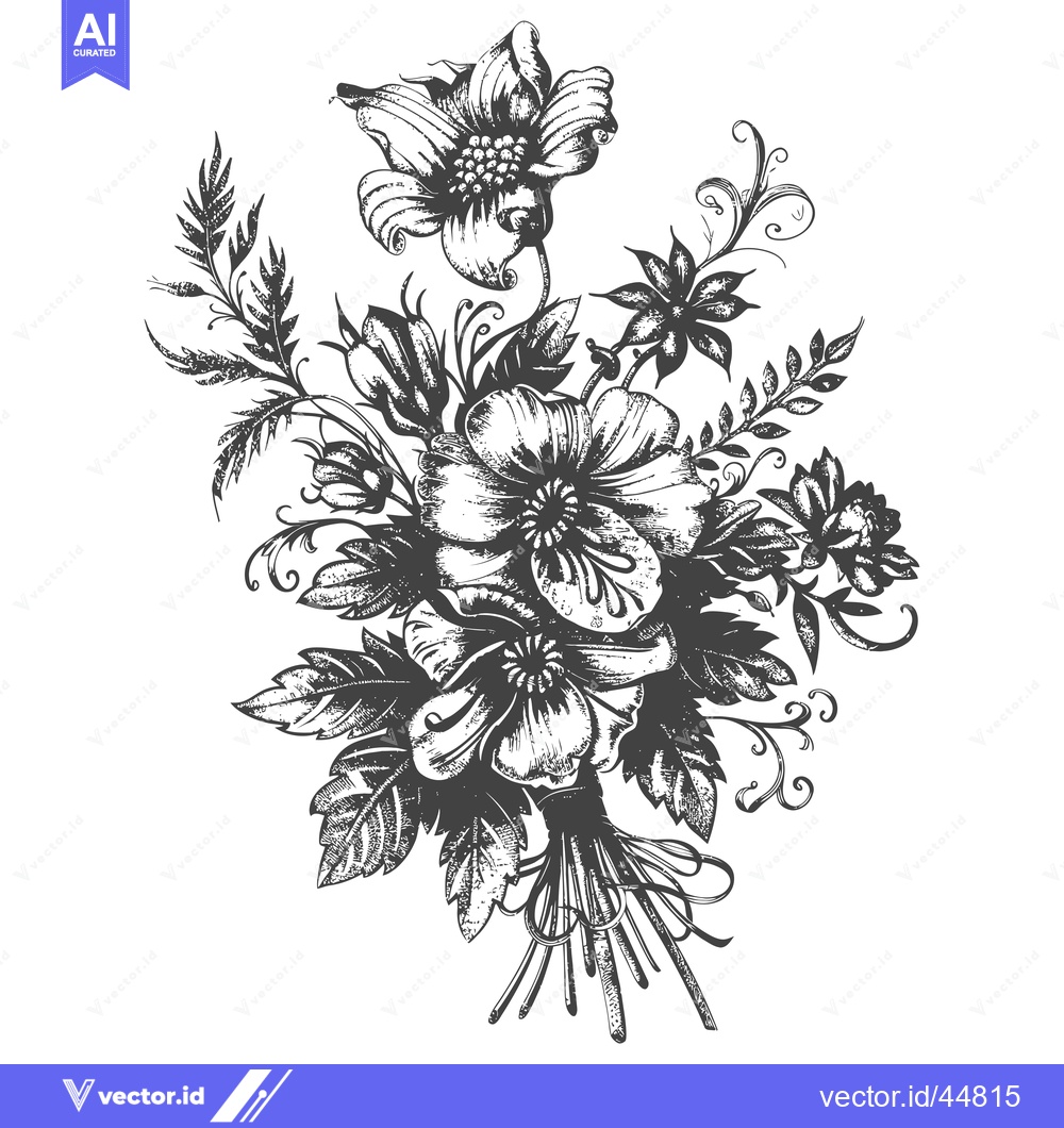 Premium Vector dari Hand-drawn floral bouquet with intricate details