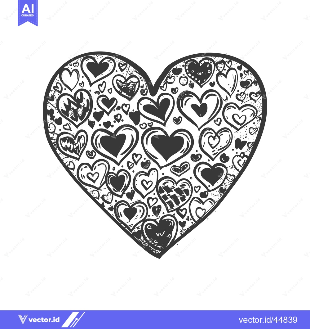 Premium Vector of Hand-drawn heart filled with smaller hearts