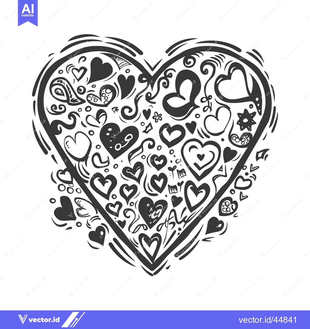 Premium Vector dari Hand-Drawn Heart Filled with Various Love Symbols
