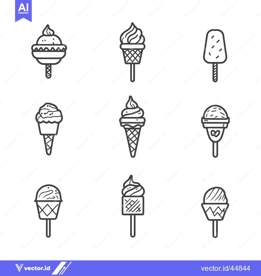 Premium Vector dari Hand-Drawn Ice Cream and Popsicle Line Icons Set