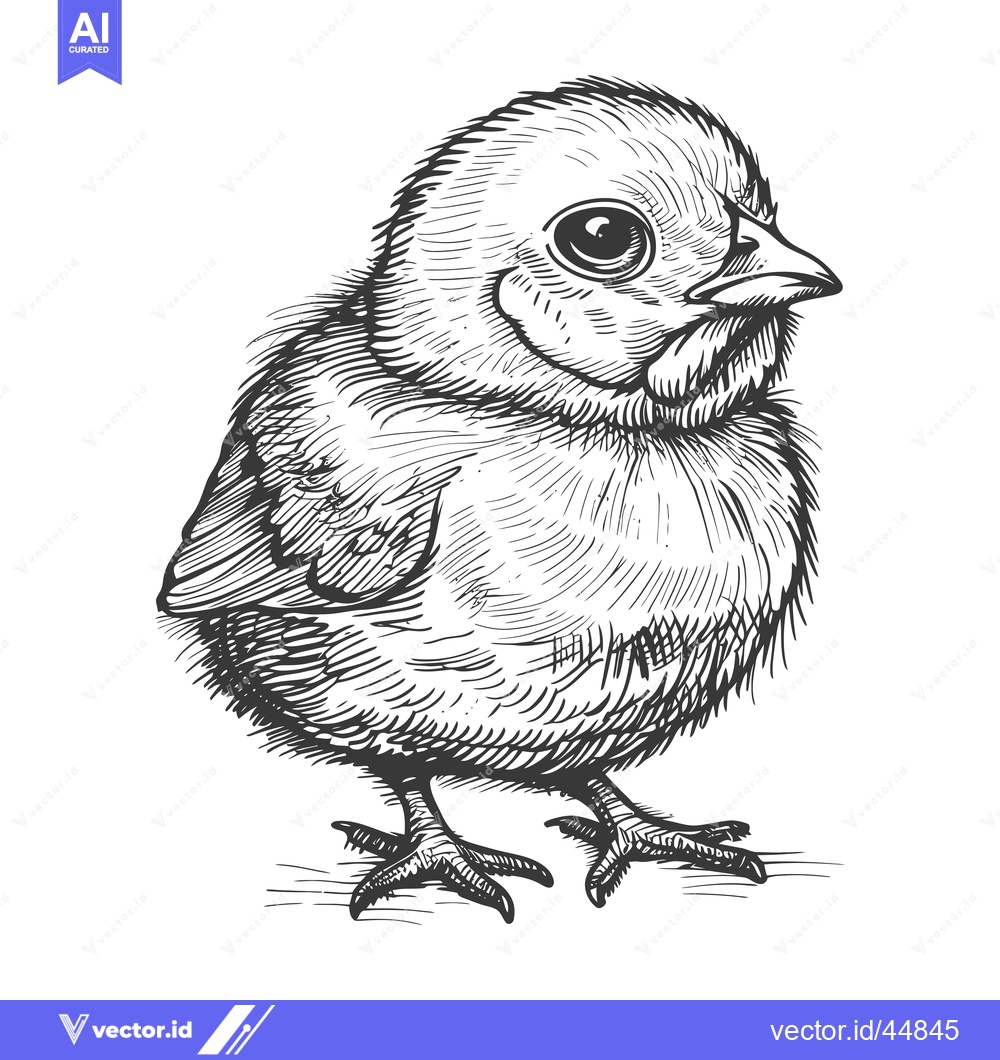 Premium Vector of Hand-drawn Illustration of a Baby Chick with Big Eyes