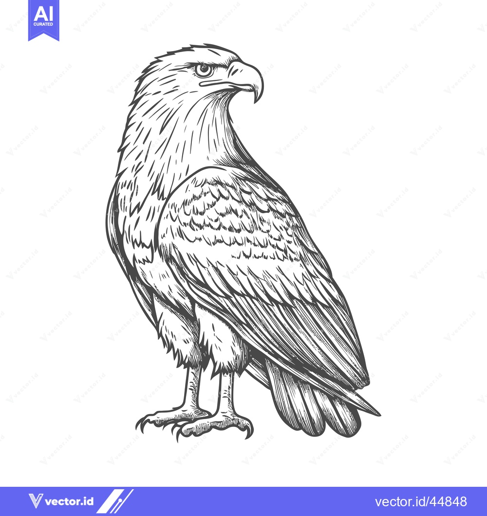 Premium Vector of Hand-Drawn Illustration of a Bald Eagle in Profile