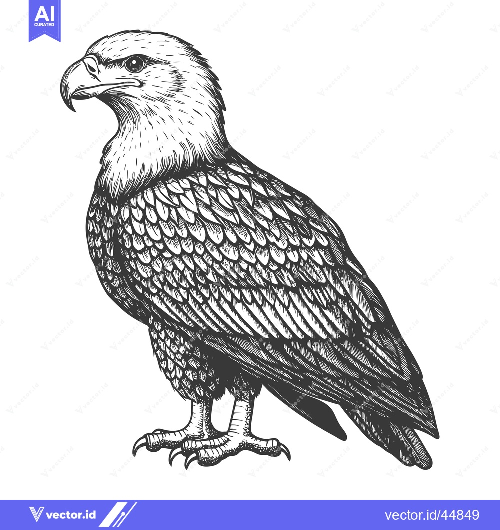 Premium Vector dari Hand-Drawn Illustration of a Bald Eagle in Profile