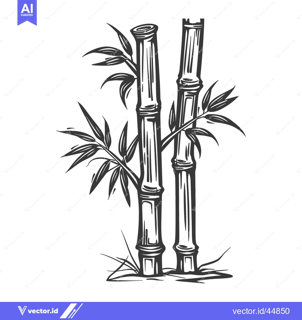 Premium Vector dari Hand-drawn illustration of a bamboo plant with two stalks