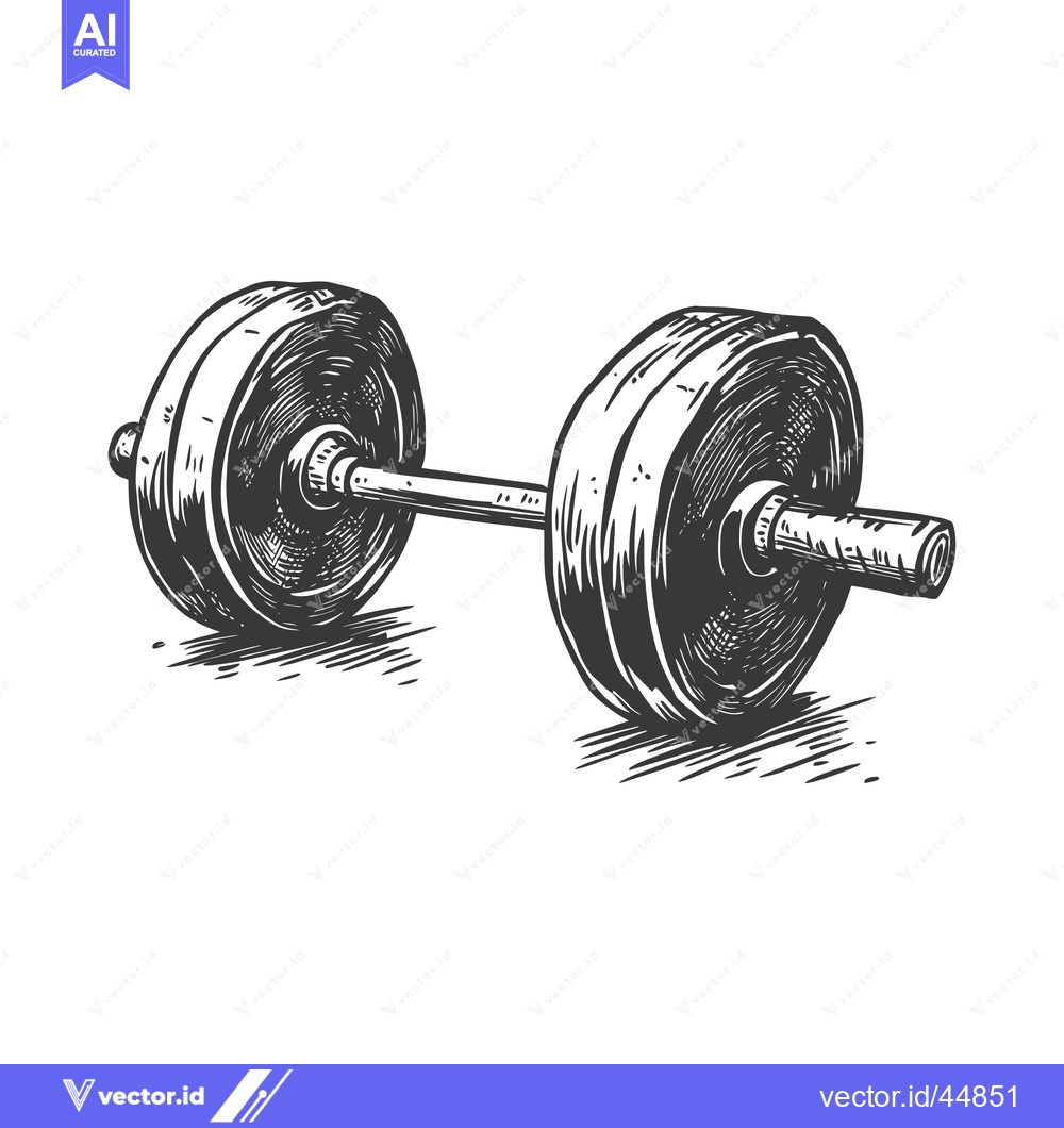 Premium Vector of Hand-drawn illustration of a barbell with weight plates