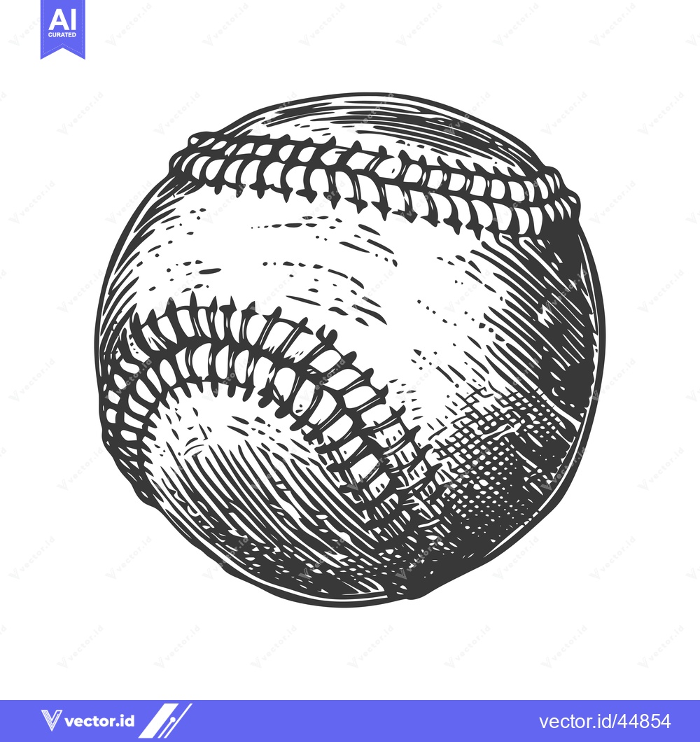 Premium Vector dari Hand-drawn illustration of a baseball with detailed stitching