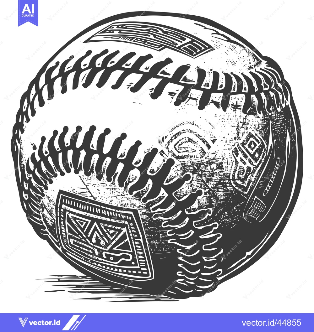 Premium Vector of Hand-drawn Illustration of a Baseball with Geometric Patterns