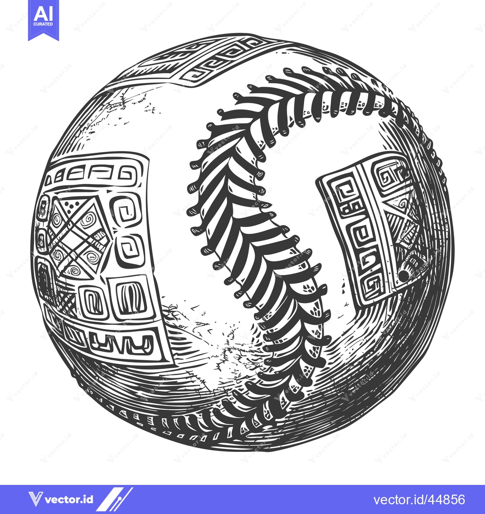 Premium Vector of Hand-drawn illustration of a baseball with geometric patterns