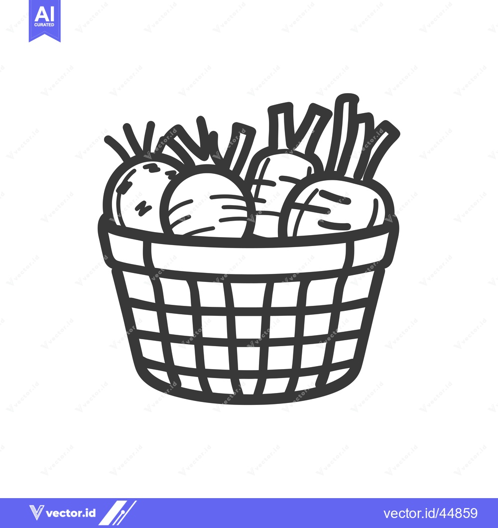 Premium Vector dari Hand-Drawn Illustration of a Basket Filled with Carrots