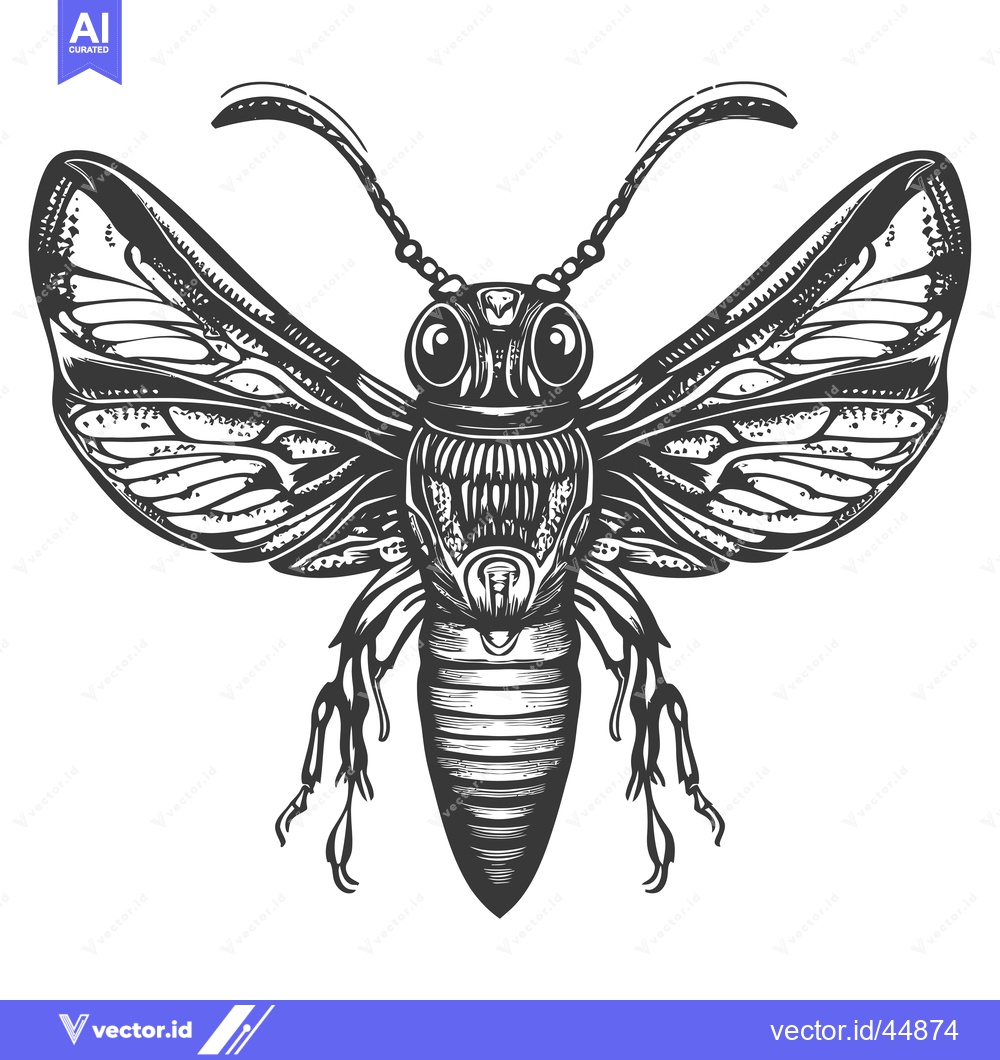 Premium Vector dari Hand-drawn illustration of a bee with wings spread
