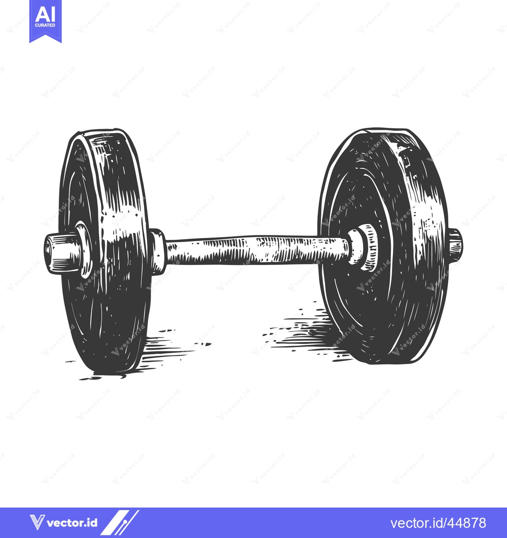 Premium Vector dari Hand-drawn Illustration of a Black and White Dumbbell
