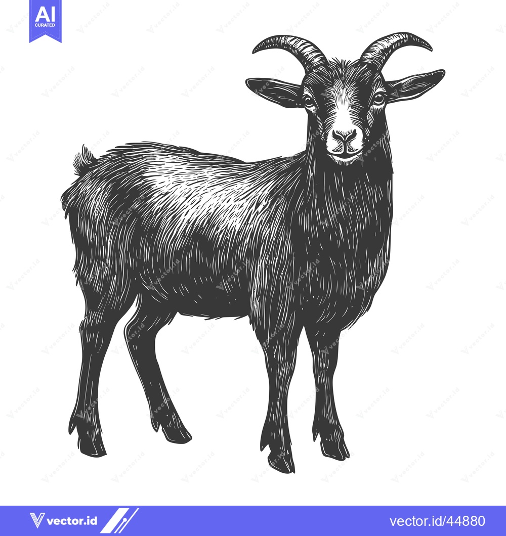 Premium Vector dari Hand-Drawn Illustration of a Black and White Goat