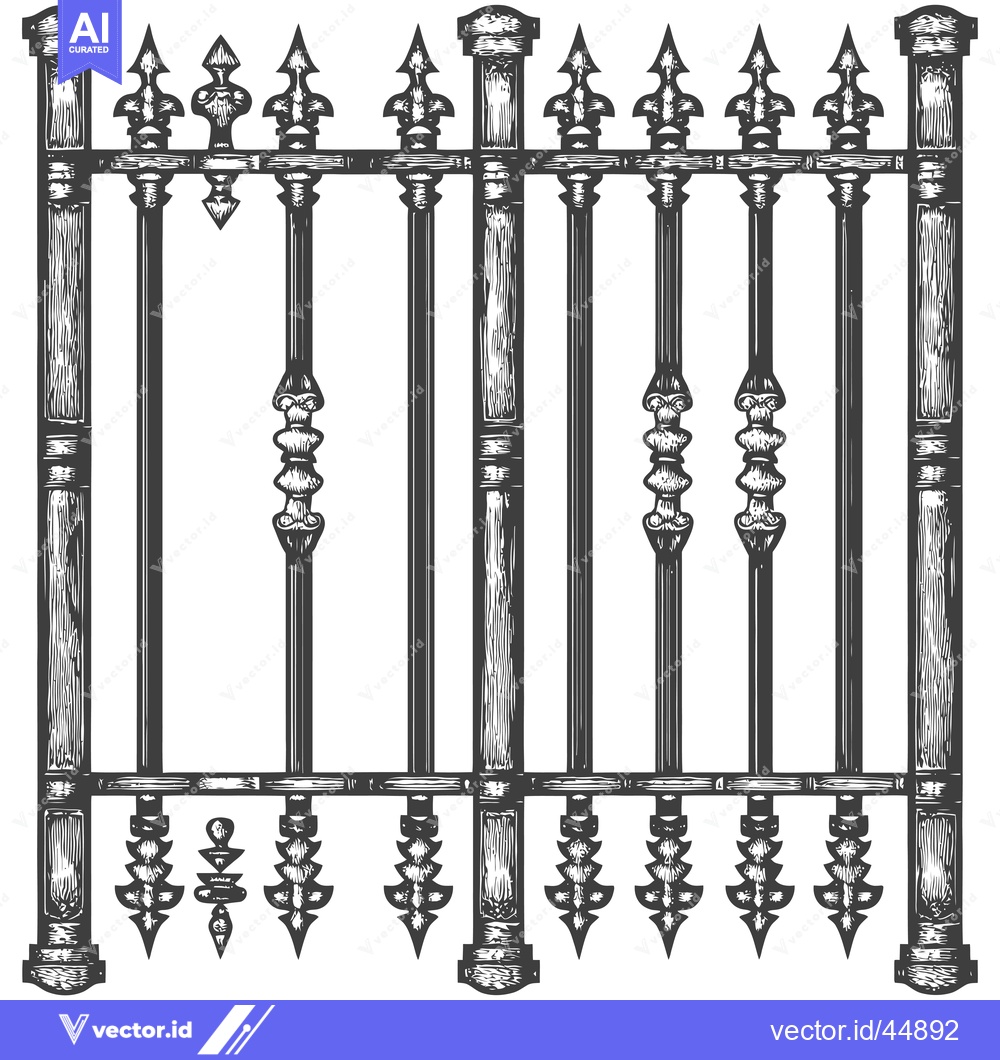 Premium Vector of Hand-drawn illustration of a black wrought iron fence