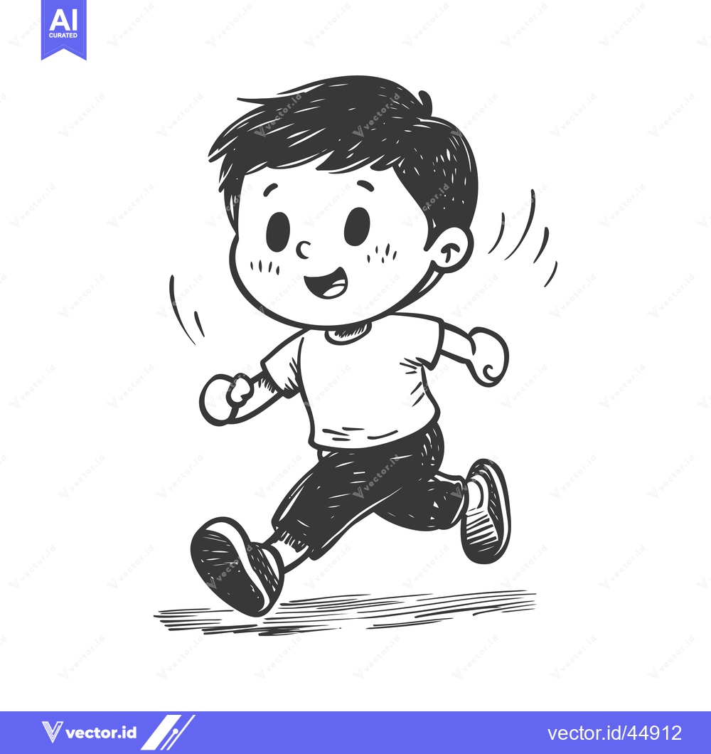 Premium Vector dari Hand-drawn Illustration of a Boy Joyfully Running