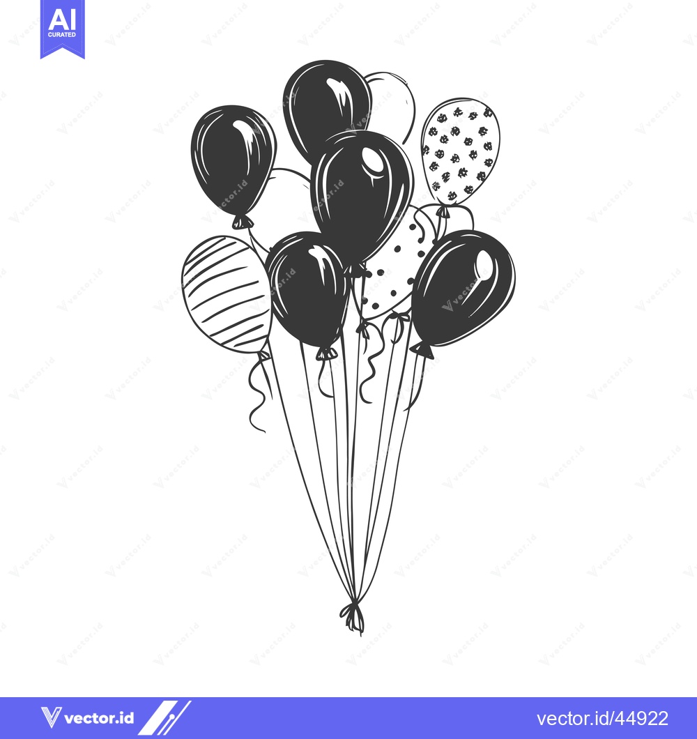 Premium Vector dari Hand-Drawn Illustration of a Bunch of Balloons with Various Patterns