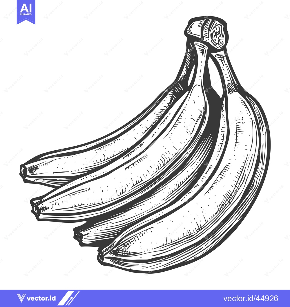 Premium Vector dari Hand-drawn illustration of a bunch of bananas in black and white