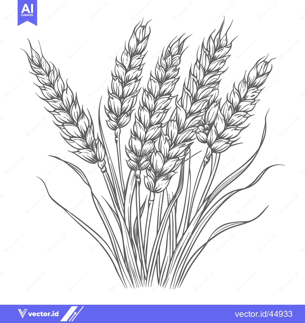 Premium Vector dari Hand-drawn illustration of a bunch of wheat stalks
