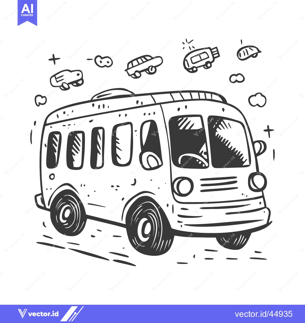 Premium Vector dari Hand-drawn Illustration of a Bus with Small Cars Above