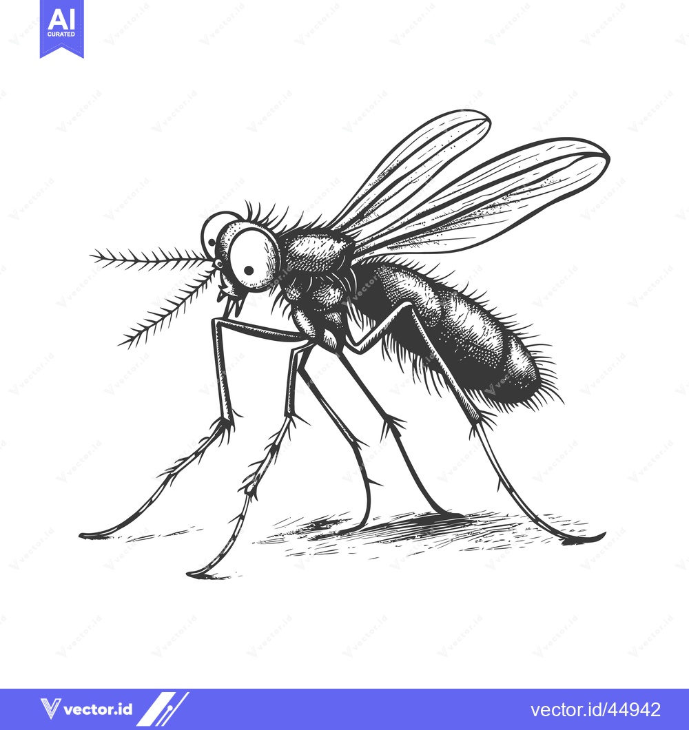 Premium Vector dari Hand-drawn illustration of a cartoon mosquito with large eyes