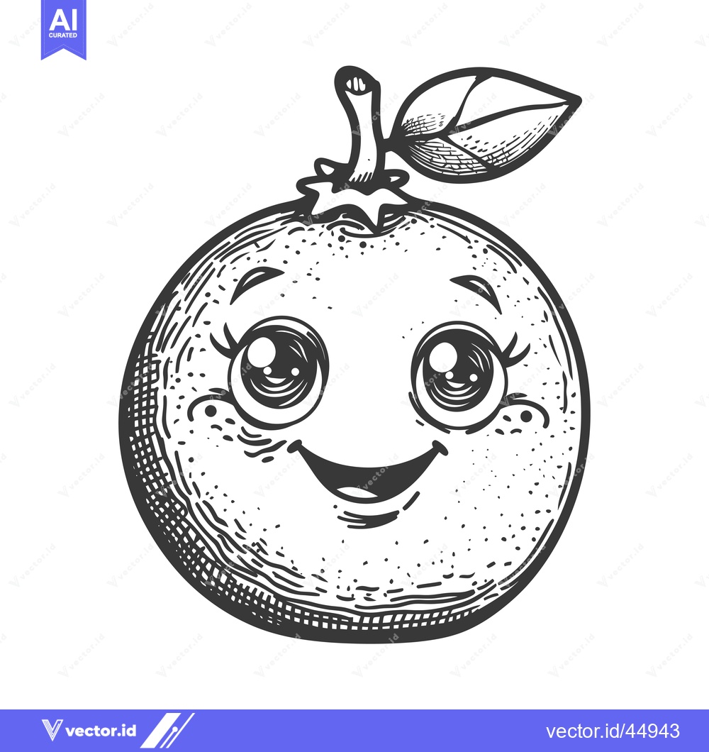 Premium Vector dari Hand-drawn illustration of a cartoon orange with a smiling face