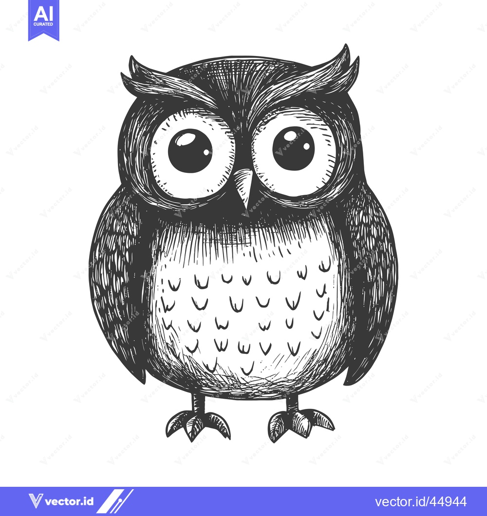 Premium Vector of Hand-drawn illustration of a cartoon owl with large eyes