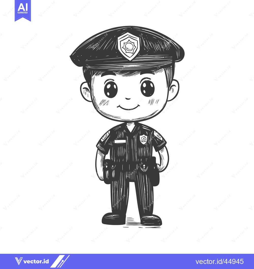 Premium Vector dari Hand-drawn Illustration of a Cartoon Police Officer