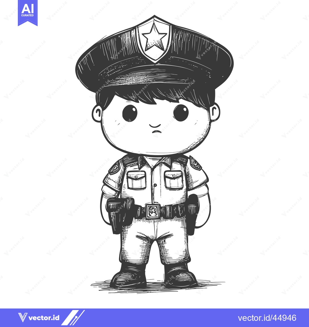 Premium Vector dari Hand-drawn Illustration of a Cartoon Police Officer