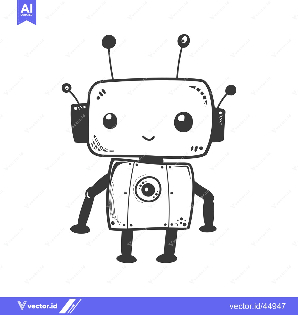 Premium Vector dari Hand-Drawn Illustration of a Cartoon Robot with a Happy Face