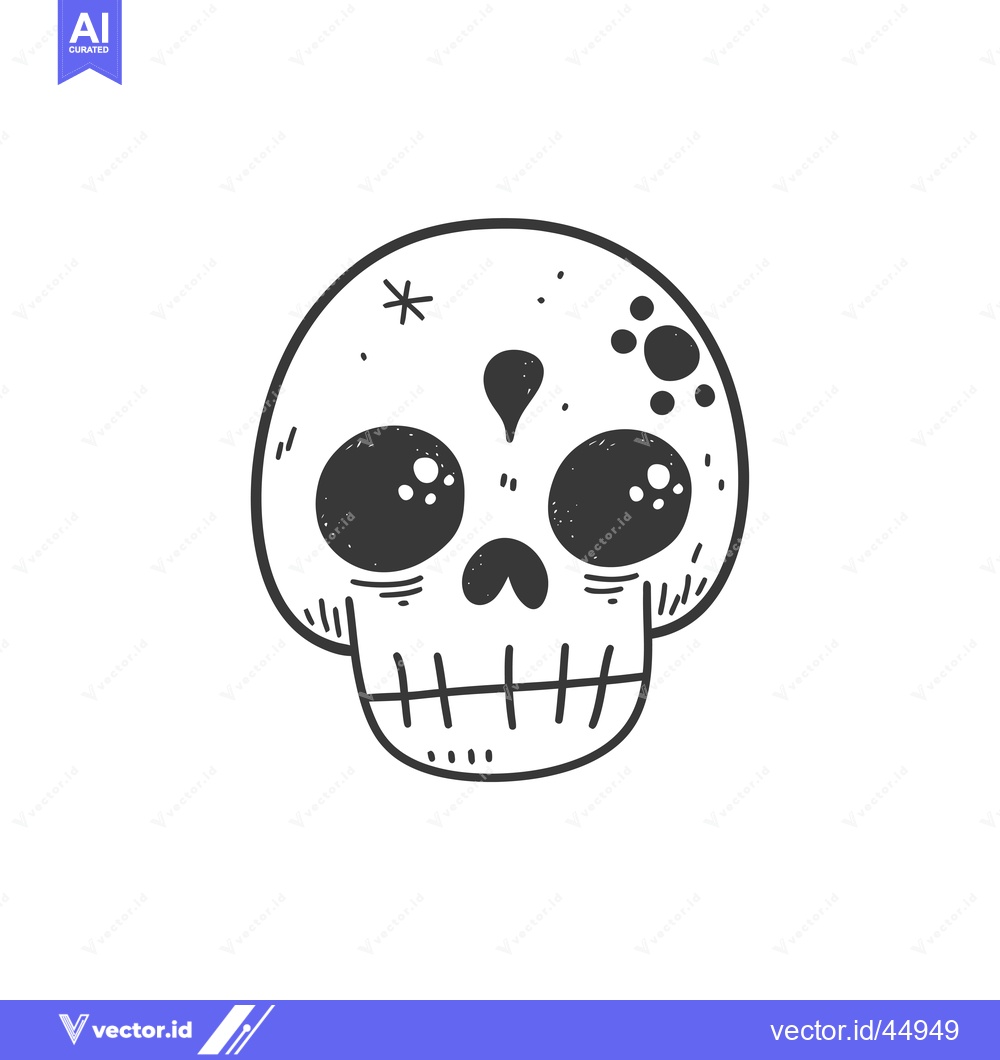 Premium Vector dari Hand-drawn Illustration of a Cartoon Skull with Large Eyes