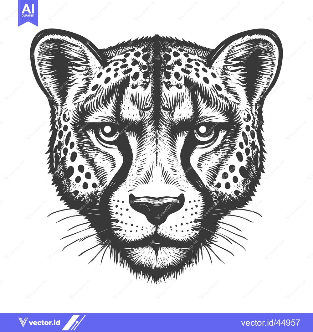 Premium Vector of Hand-Drawn Illustration of a Cheetah's Head