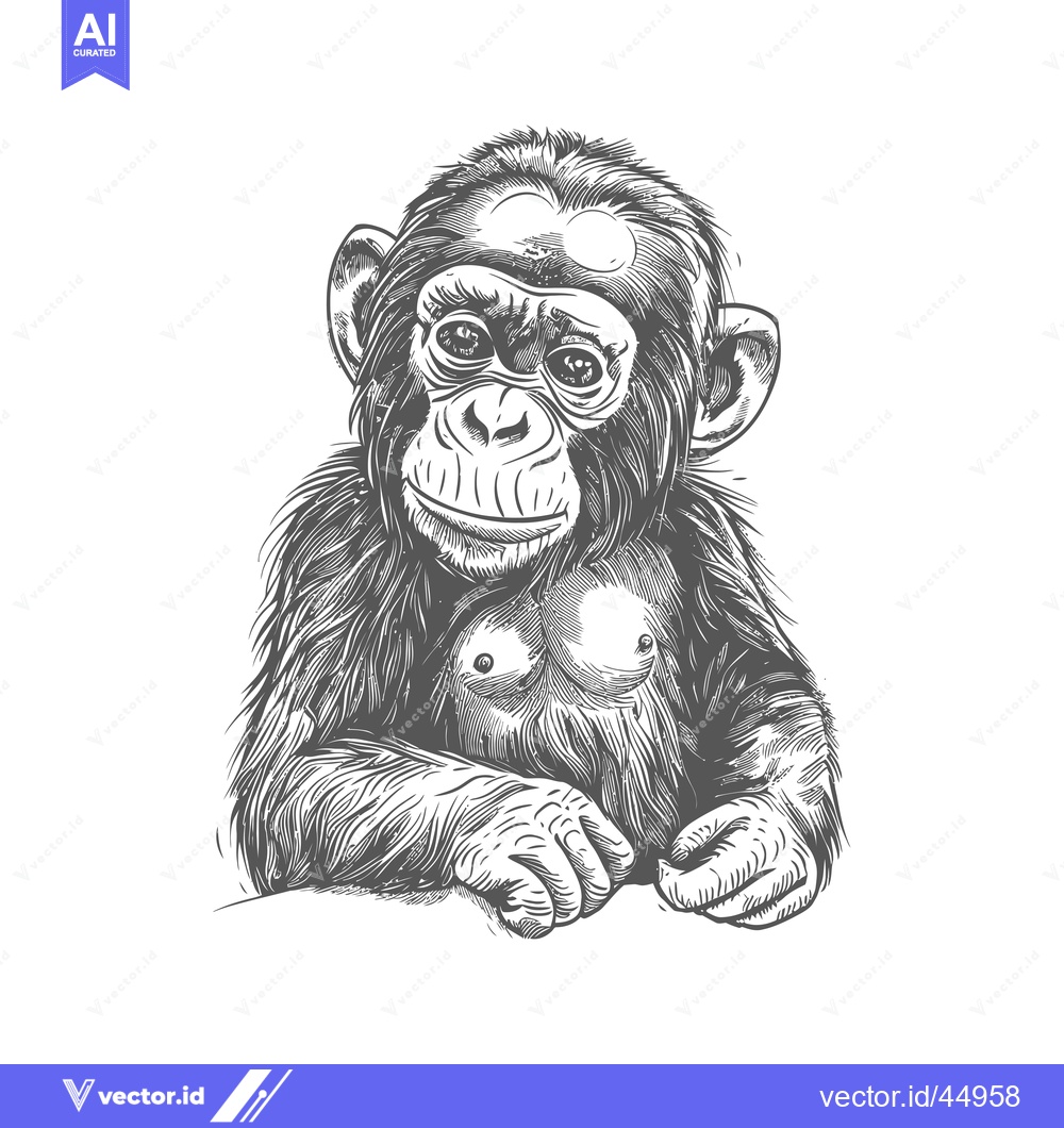 Premium Vector dari Hand-Drawn Illustration of a Chimpanzee with a Smile