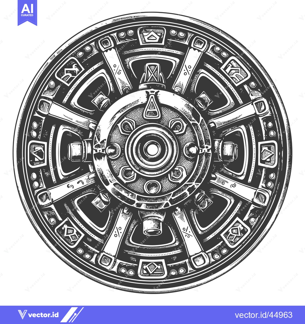 Premium Vector dari Hand-Drawn Illustration of a Circular Mechanical Object with Intricate