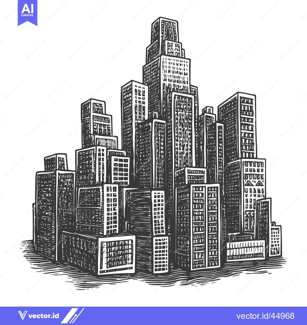Premium Vector of Hand-drawn illustration of a cityscape with tall buildings