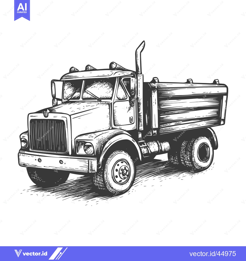 Premium Vector of Hand-drawn illustration of a classic dump truck
