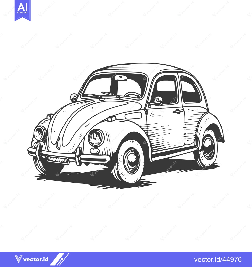 Premium Vector of Hand-drawn illustration of a classic vintage car