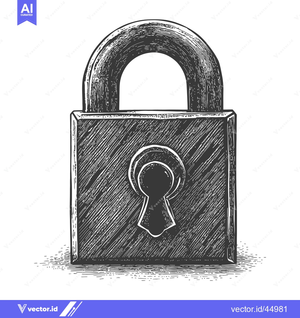 Premium Vector dari Hand-drawn illustration of a closed padlock with a keyhole