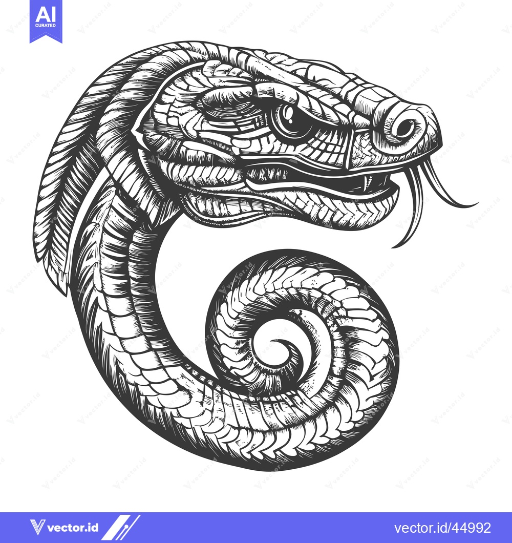Premium Vector dari Hand-Drawn Illustration of a Coiled Snake's Head